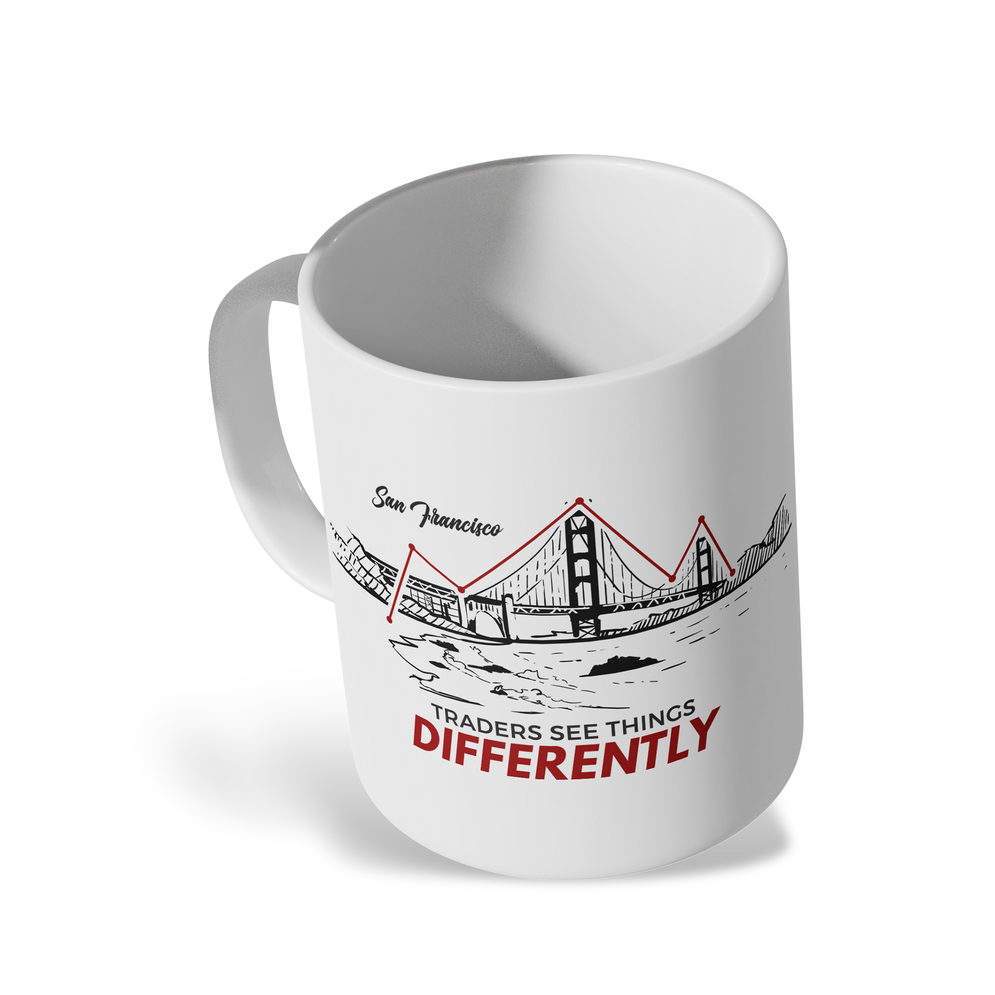 Traders Glossy White Ceramic Mug – 11oz Dishwasher & Microwave Safe (San Francisco)