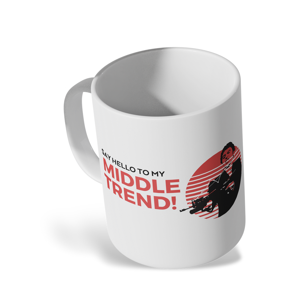 Traders Glossy White Ceramic Mug – 11oz Dishwasher & Microwave Safe (Middle Trend)