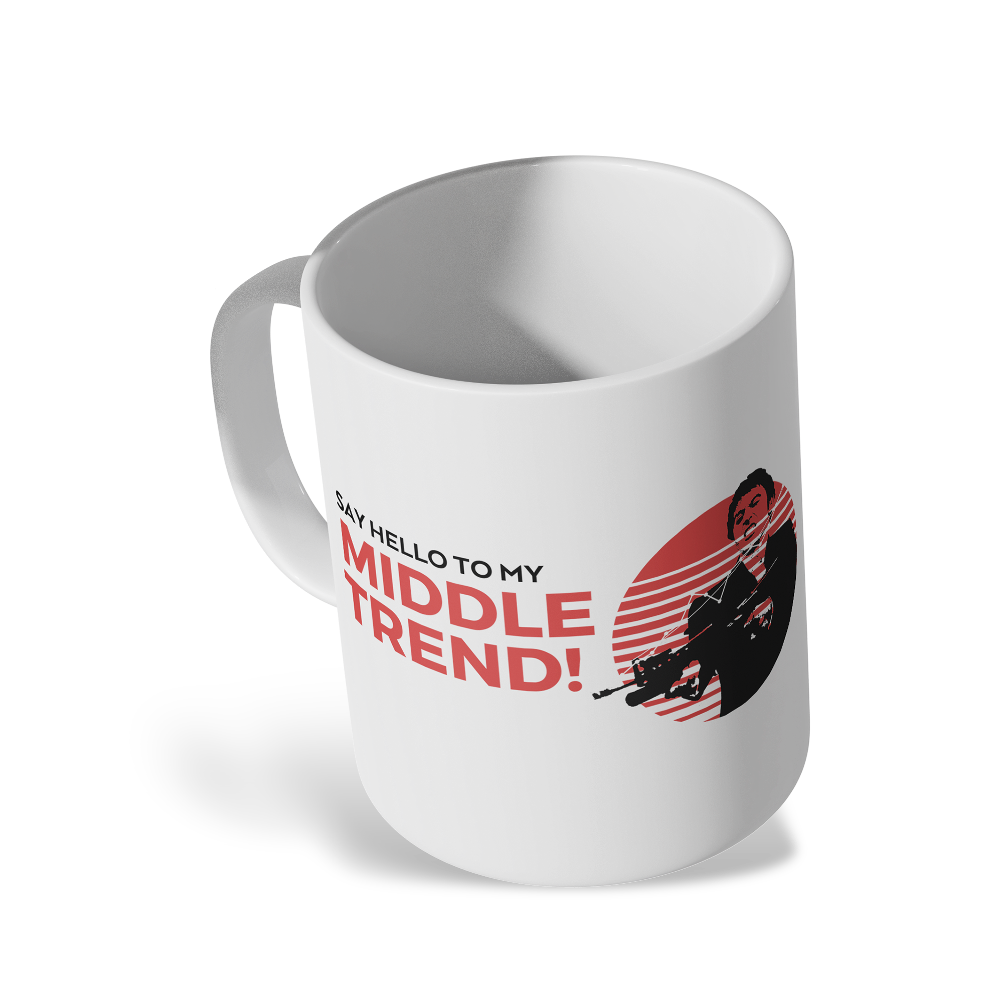 Traders Glossy White Ceramic Mug – 11oz Dishwasher & Microwave Safe (Middle Trend)